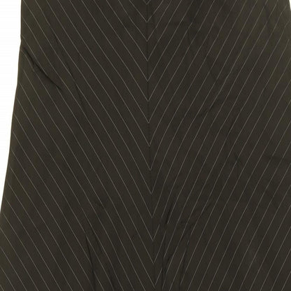 James Lakeland Womens Black Striped Polyester A-Line Size 14 V-Neck Zip