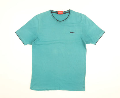 Slazenger Mens Blue Cotton T-Shirt Size S Round Neck