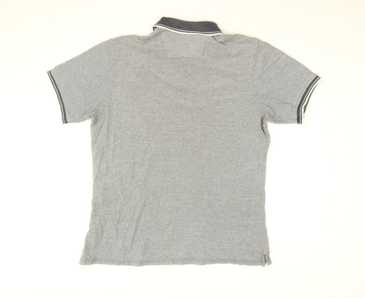 Maine Mens Blue Cotton Polo Size M Collared Button