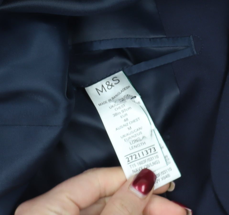 Mens UK Size 38 Marks and Spencer Regular Blue Suit Jacket