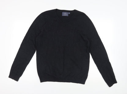 Topman Black V-Neck Cotton Jumper in Size M