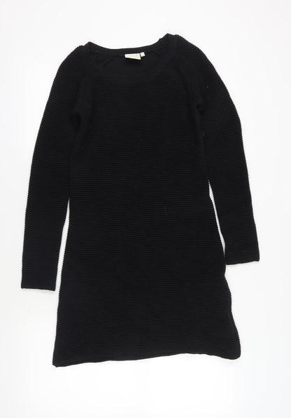 ASOS Black Cotton Knit Dress, Size 10, Long Sleeve