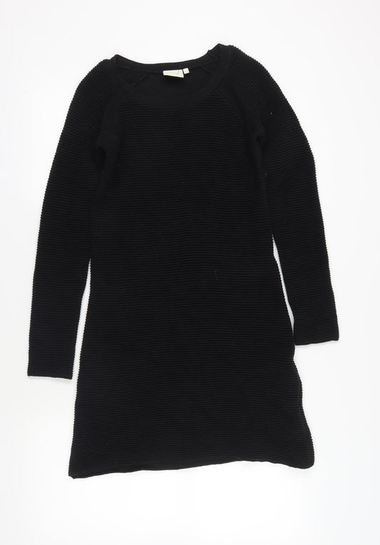 ASOS Black Cotton Knit Dress, Size 10, Long Sleeve