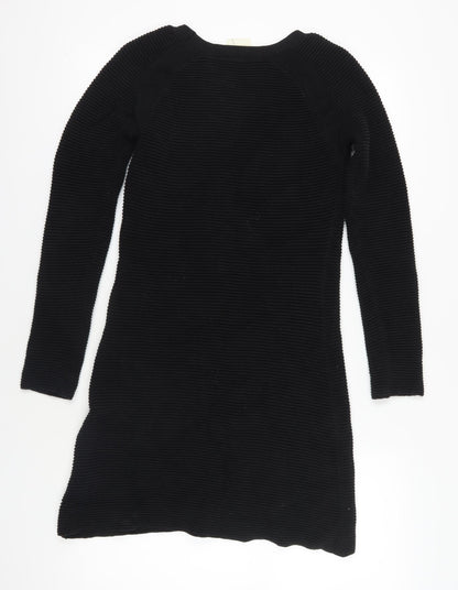 ASOS Black Cotton Knit Dress, Size 10, Long Sleeve