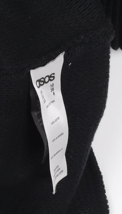 ASOS Black Cotton Knit Dress, Size 10, Long Sleeve