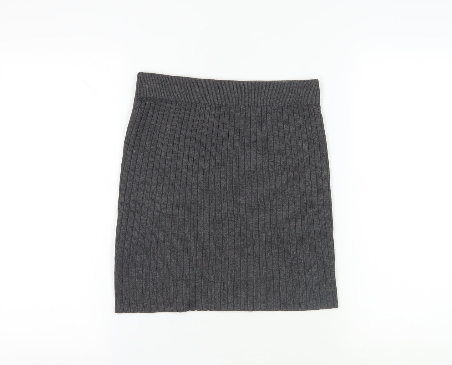 New Look Grey Knit Skirt - Size 12, Knee Length, Casual