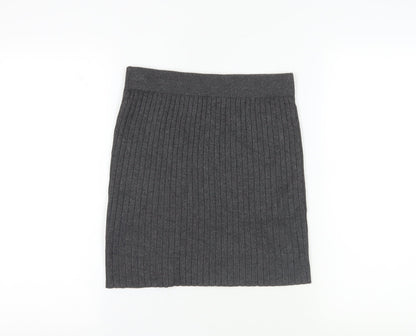 New Look Grey Knit Skirt - Size 12, Knee Length, Casual