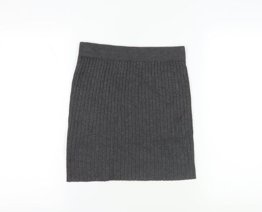 New Look Grey Knit Skirt - Size 12, Knee Length, Casual