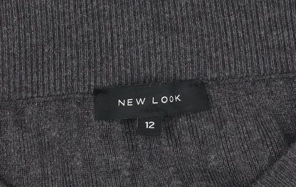 New Look Grey Knit Skirt - Size 12, Knee Length, Casual