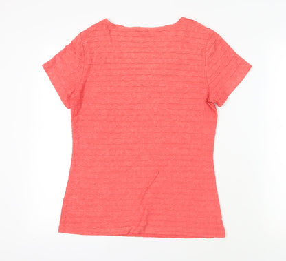Womens UK Size 12 Marks and Spencer Red Basic T-Shirt