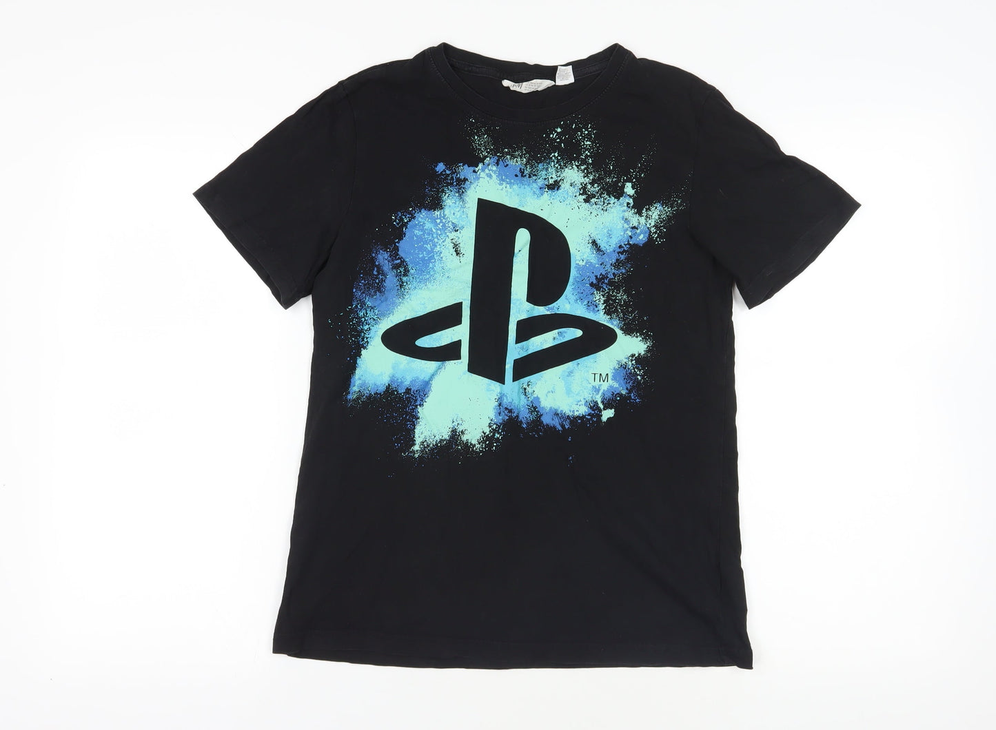 H&M Black PlayStation Graphic Boys T-Shirt Size 14