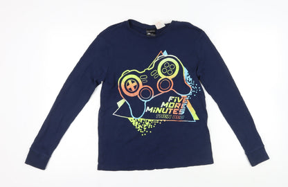 H&M Blue Gaming Graphic Long Sleeve T-Shirt 12-14 Years
