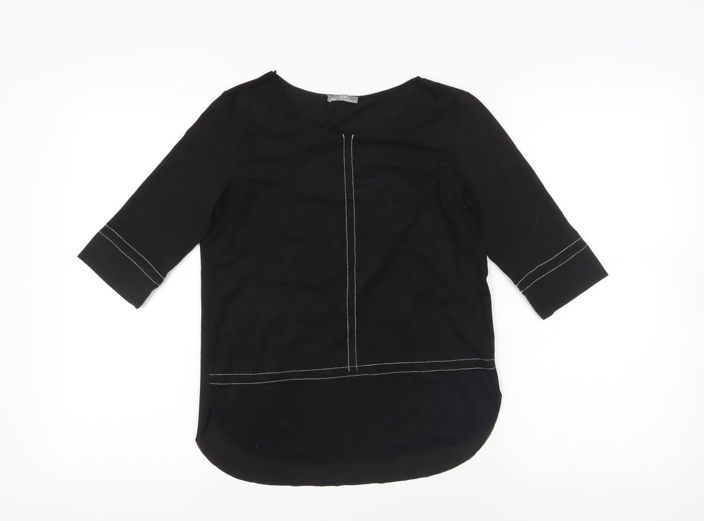 Womens UK Size 2XS Zara Black Basic Blouse