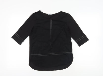 Womens UK Size 2XS Zara Black Basic Blouse