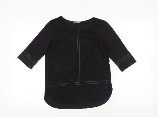 Womens UK Size 2XS Zara Black Basic Blouse