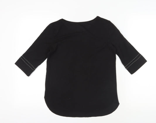 Womens UK Size 2XS Zara Black Basic Blouse