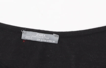 Womens UK Size 2XS Zara Black Basic Blouse