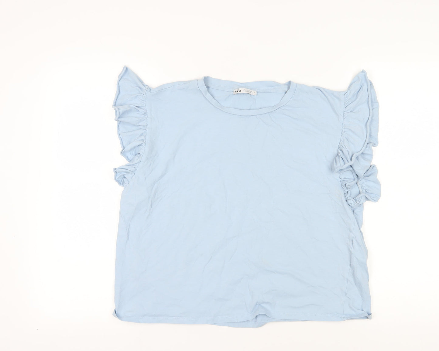 Womens UK Size L Zara Blue Basic T-Shirt