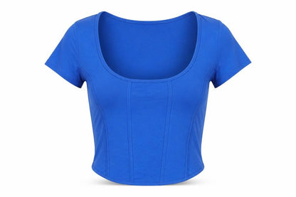 Womens UK Size M Bershka Blue Cropped T-Shirt