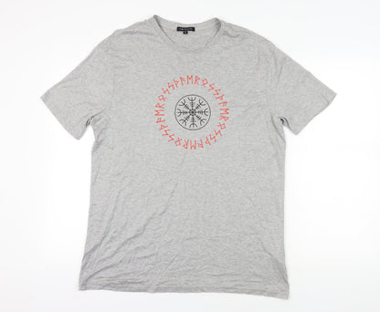Verossa Grey XL Norse Graphic Print T-Shirt