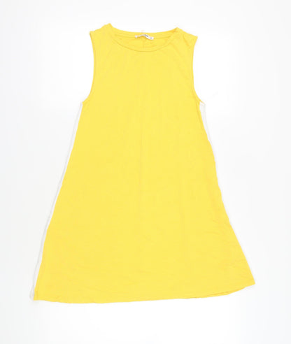 Pull & Bear Yellow Cotton Sleeveless Tank Dress Size 6