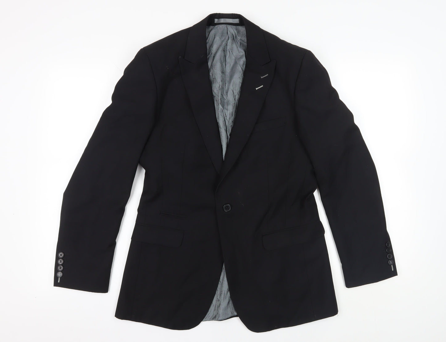 Mens UK Size 38 Red Herring Regular Black Suit Jacket