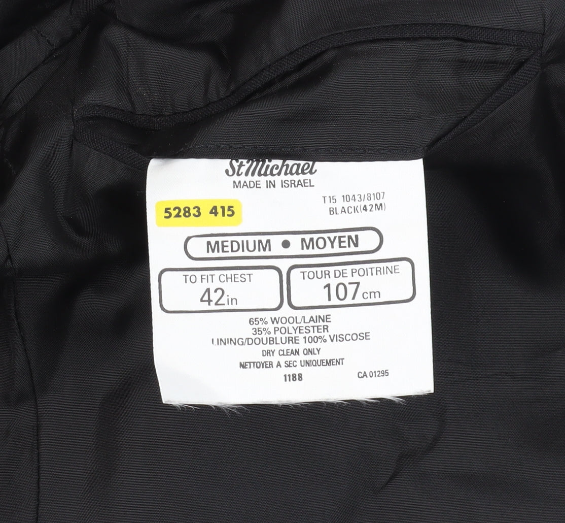 Mens UK Size 42 St Michael Regular Black Suit Tuxedo
