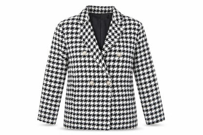 Boohoo Black White Houndstooth Blazer, Size 8, Classic Style