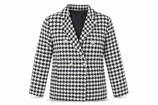 Boohoo Black White Houndstooth Blazer, Size 8, Classic Style