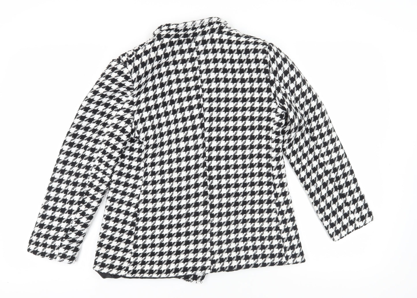 Boohoo Black White Houndstooth Blazer, Size 8, Classic Style