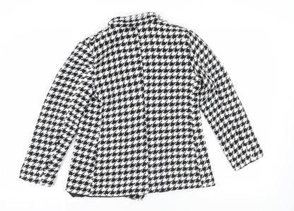 Boohoo Black White Houndstooth Blazer, Size 8, Classic Style