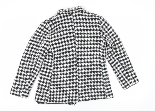 Boohoo Black White Houndstooth Blazer, Size 8, Classic Style