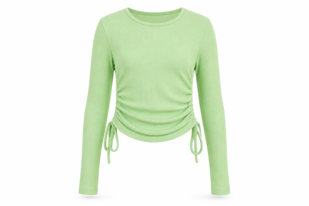 Womens UK Size 6 Boohoo Green Cropped Blouse