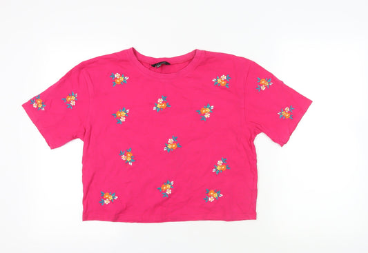 Womens UK Size 14 New Look Pink Basic T-Shirt