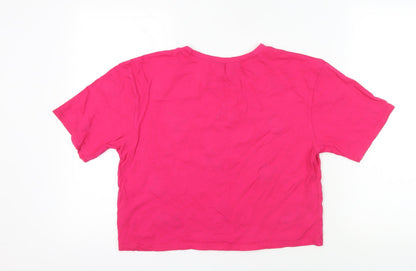 Womens UK Size 14 New Look Pink Basic T-Shirt