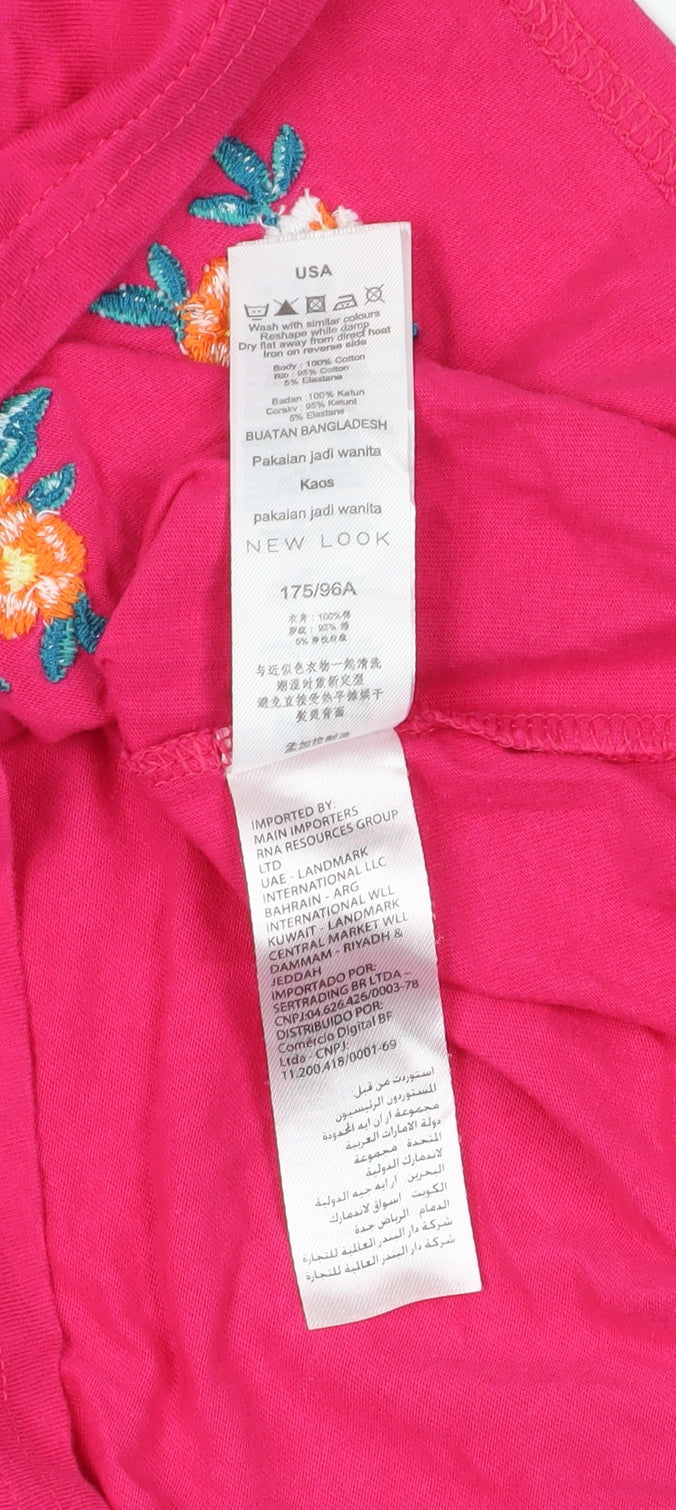 Womens UK Size 14 New Look Pink Basic T-Shirt