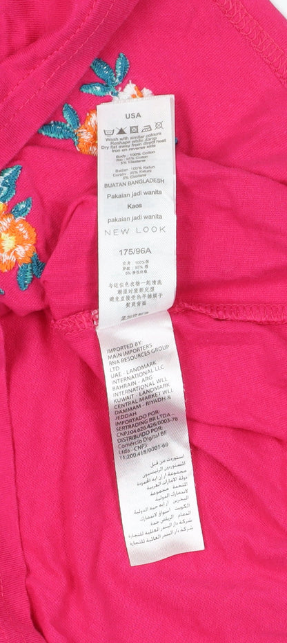 Womens UK Size 14 New Look Pink Basic T-Shirt