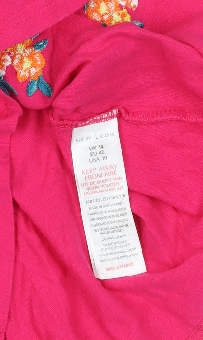 Womens UK Size 14 New Look Pink Basic T-Shirt
