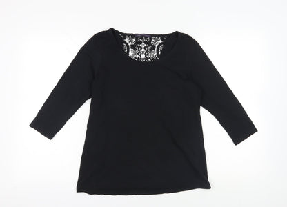 Marks and Spencer Black Lace Accented Blouse - Size 14