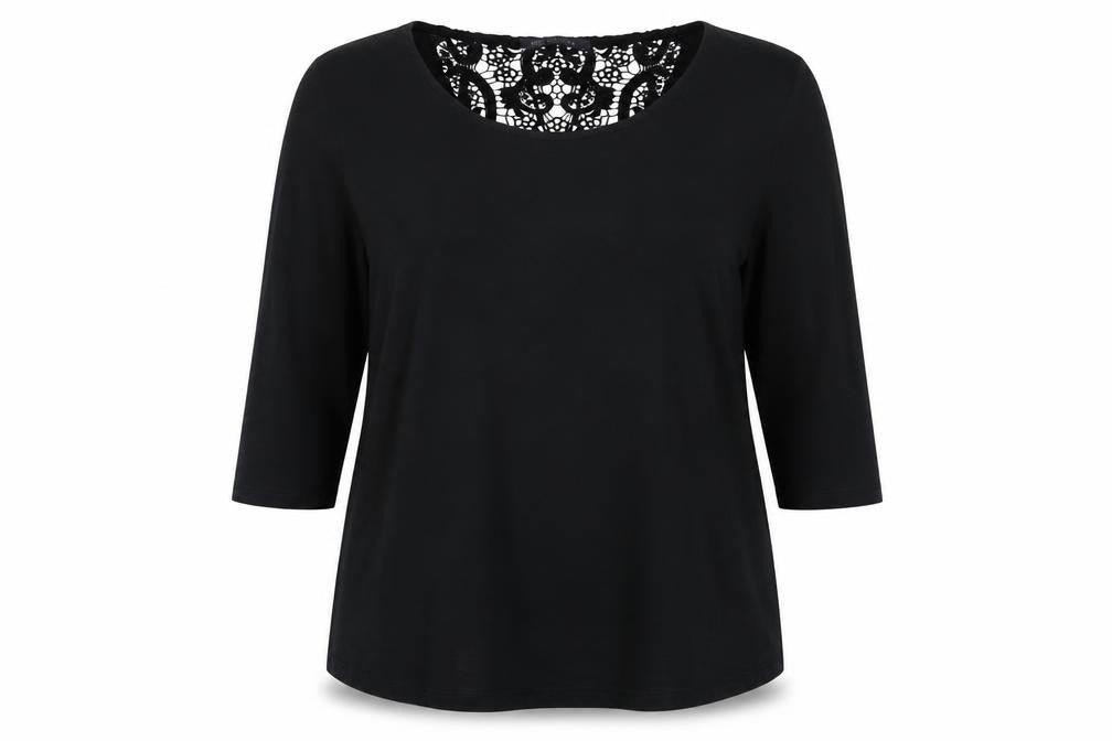 Marks and Spencer Black Lace Accented Blouse - Size 14