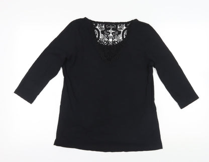 Marks and Spencer Black Lace Accented Blouse - Size 14
