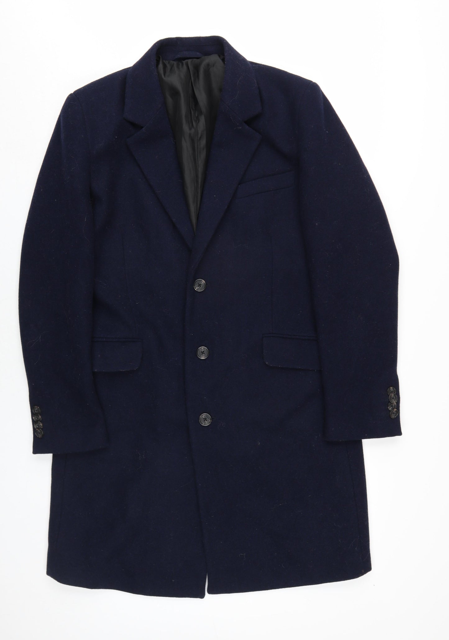 ASOS Mens Blue Overcoat Coat Size M Button