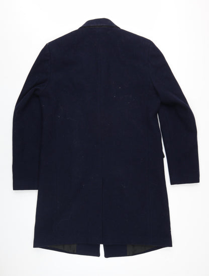 ASOS Mens Blue Overcoat Coat Size M Button