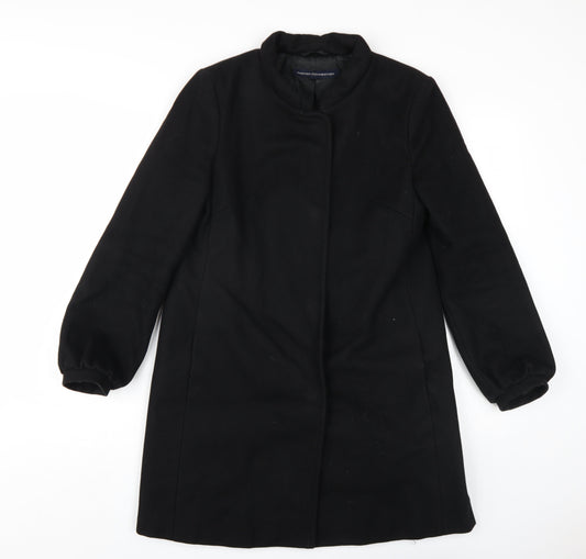 French Connection Womens Black Overcoat Coat Size 8 Snap