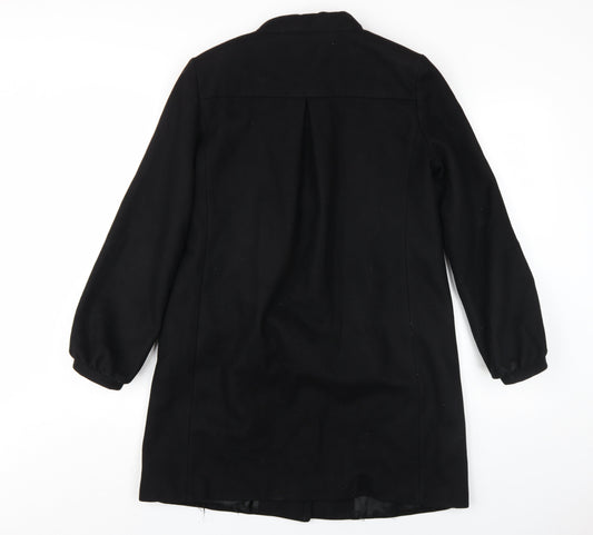 French Connection Womens Black Overcoat Coat Size 8 Snap