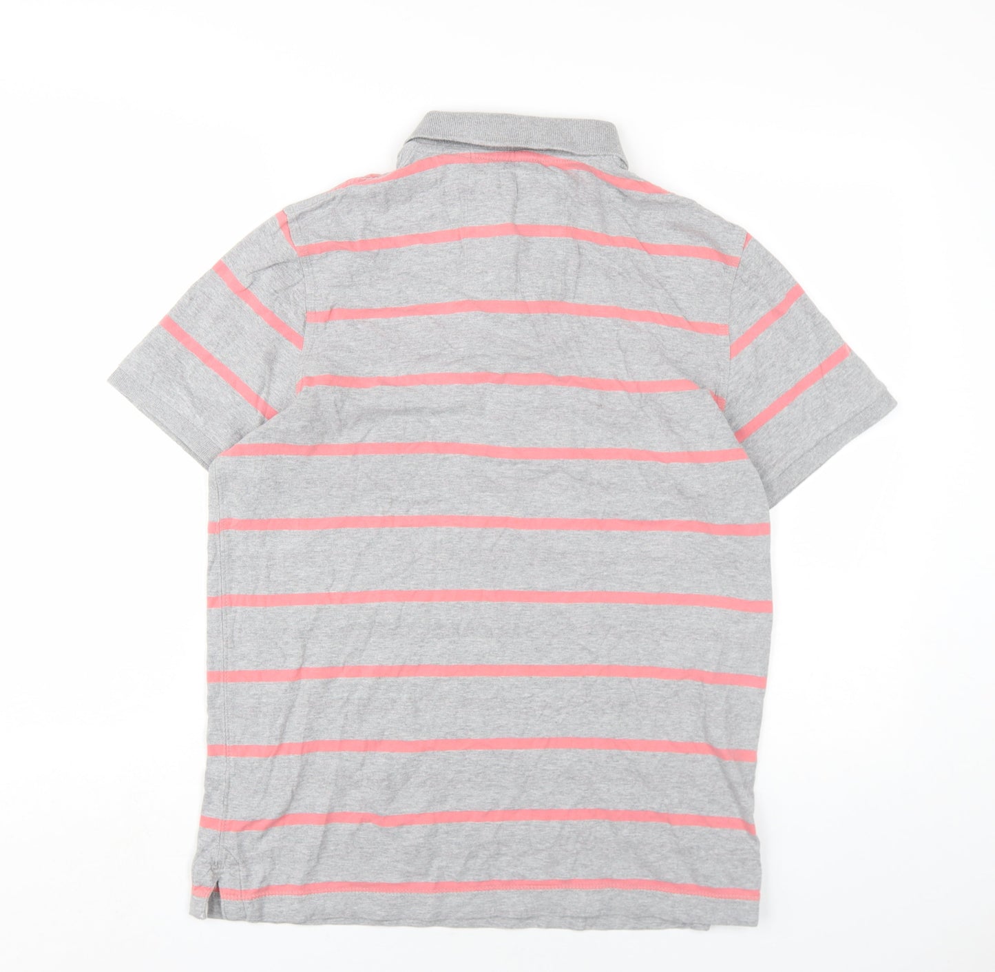 Drift King Mens Grey Striped Cotton Polo Size M Collared Button