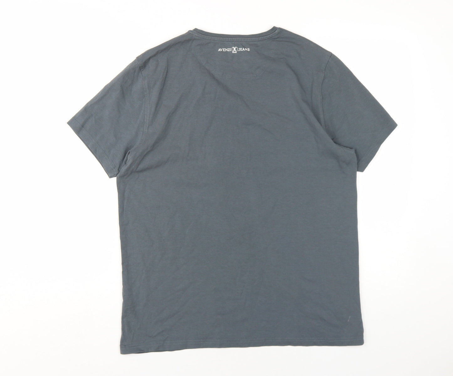 Avenzi Mens Grey Cotton T-Shirt Size L Round Neck