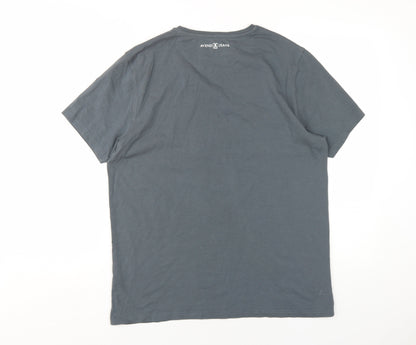 Avenzi Mens Grey Cotton T-Shirt Size L Round Neck