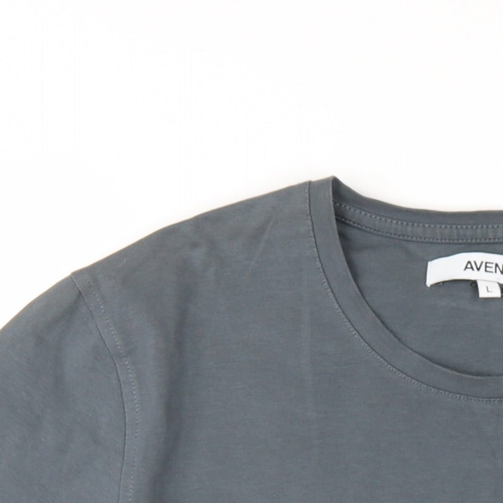 Avenzi Mens Grey Cotton T-Shirt Size L Round Neck