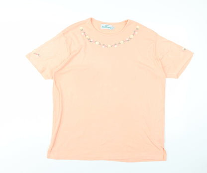 EWM Womens Pink Polyester Basic T-Shirt Size 14 Round Neck